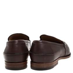 Gucci Brown Leather Slip On Penny Loafers Size 42