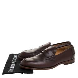 Gucci Brown Leather Slip On Penny Loafers Size 42