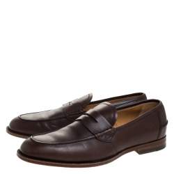 Gucci Brown Leather Slip On Penny Loafers Size 42