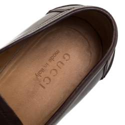 Gucci Brown Leather Slip On Penny Loafers Size 42