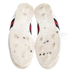 Gucci White GG Leather Web Coda Low Top Sneakers Size 41.5