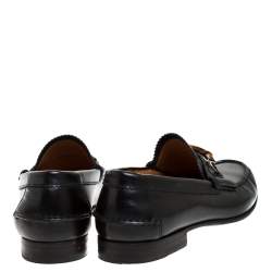 Pre Owned حذاء لوفرز غوتشي هورسبيت بامبو جلد أسود مقاس 45