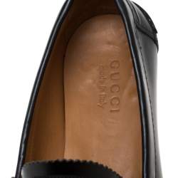 Pre Owned حذاء لوفرز غوتشي هورسبيت بامبو جلد أسود مقاس 45