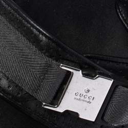 Gucci Black Leather And Canvas Velcro Slingback Sandals Size 45.5