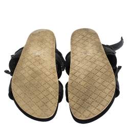 Gucci Black Leather And Canvas Velcro Slingback Sandals Size 45.5