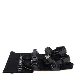 Gucci Black Leather And Canvas Velcro Slingback Sandals Size 45.5