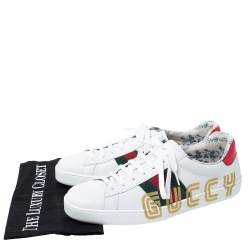 Gucci White Leather Web Detail Ace Low Top Sneakers Size 42