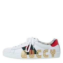Gucci White Leather Web Detail Ace Low Top Sneakers Size 42