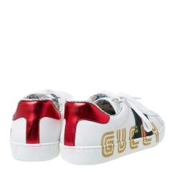 Gucci White Leather Web Detail Ace Low Top Sneakers Size 42