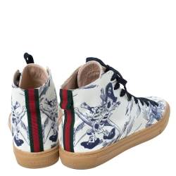 Gucci White/Blue Canvas Sea Storm High Top Sneakers Size 40 cm 