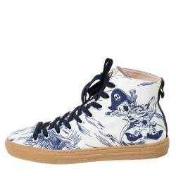 Gucci White/Blue Canvas Sea Storm High Top Sneakers Size 40 cm 