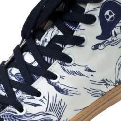 Gucci White/Blue Canvas Sea Storm High Top Sneakers Size 40 cm 