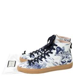 Gucci White/Blue Canvas Sea Storm High Top Sneakers Size 40 cm 