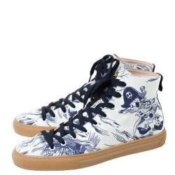 Gucci White/Blue Canvas Sea Storm High Top Sneakers Size 40 cm 