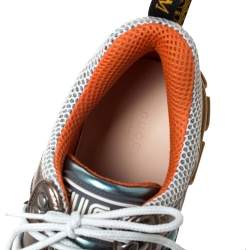 Gucci Metallic  Multicolored Mesh and Leather Flashtrek Sneakers Size 41