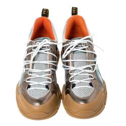 Gucci Metallic  Multicolored Mesh and Leather Flashtrek Sneakers Size 41
