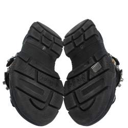 Gucci Black Leather And Mesh Aguru Studded Platform Sandals Size 41