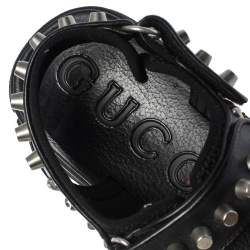 Gucci Black Leather And Mesh Aguru Studded Platform Sandals Size 41