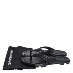 Gucci Black Leather GG Logo Thong Flat Sandals Size 42.5