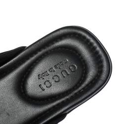 Gucci Black Leather GG Logo Thong Flat Sandals Size 42.5