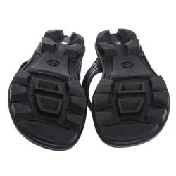 Gucci Black Leather GG Logo Thong Flat Sandals Size 42.5