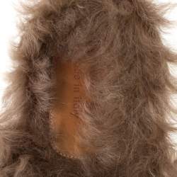 Pre Owned حذاء مولز غوتشي "برينستون" جلد أسود مطرز بنقشة النمر و بطانة من الفرو مقاس 40