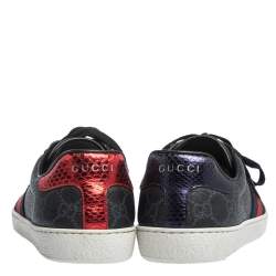 Gucci Blue GG Supreme Canvas And Python Trim Ace Lace Up Sneakers Size 39.5