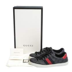 Gucci Blue GG Supreme Canvas And Python Trim Ace Lace Up Sneakers Size 39.5