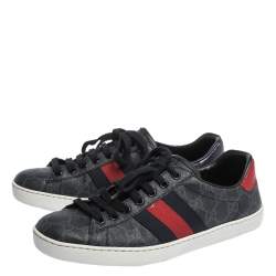 Gucci Blue GG Supreme Canvas And Python Trim Ace Lace Up Sneakers Size 39.5