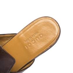 Gucci Dark Brown Leather Princetown Horsebit Mules Size 42