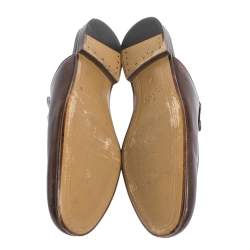Gucci Dark Brown Leather Princetown Horsebit Mules Size 42