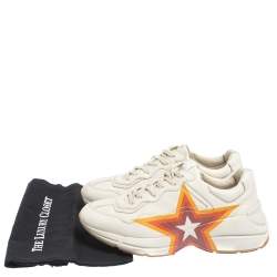 Gucci White Leather Rhyton Logo Lace Sneakers Size 41