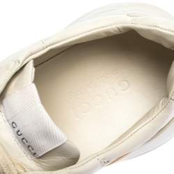 Gucci White Leather Rhyton Logo Lace Sneakers Size 41