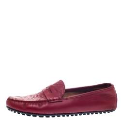 Gucci Red Guccissima Leather Penny Slip On Loafers 43.5