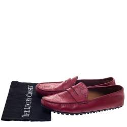 Gucci Red Guccissima Leather Penny Slip On Loafers 43.5