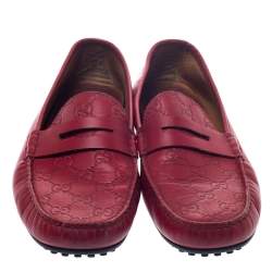 Gucci Red Guccissima Leather Penny Slip On Loafers 43.5