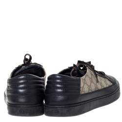 Gucci Beige/Black GG Supreme Canvas And Leather Sneakers Size 46