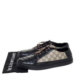 Gucci Beige/Black GG Supreme Canvas And Leather Sneakers Size 46