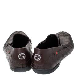 Gucci Brown Guccissima Leather Penny Loafers Size 45