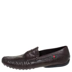 Gucci Brown Guccissima Leather Penny Loafers Size 45