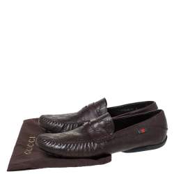 Gucci Brown Guccissima Leather Penny Loafers Size 45