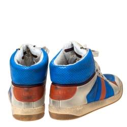 Pre Owned Gucci Multicolor Leather And Web Trim Screener High Top Sneakers Size 44.5