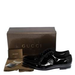 Gucci Black Patent Leather Lace Up Oxfords Size 44