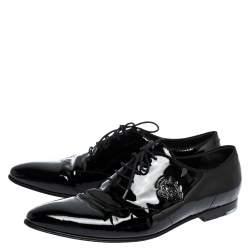 Gucci Black Patent Leather Lace Up Oxfords Size 44