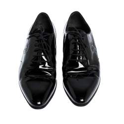 Gucci Black Patent Leather Lace Up Oxfords Size 44