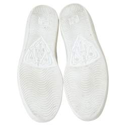 مملوكة مسبقًا Gucci White Leather Ace Web Bee High Top Sneakers Size 40