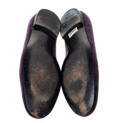 Gucci Purple Velvet G Embroidered Smoking Slippers Size 44.5