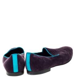 Gucci Purple Velvet G Embroidered Smoking Slippers Size 44.5