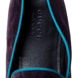 Gucci Purple Velvet G Embroidered Smoking Slippers Size 44.5