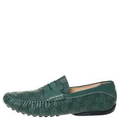 Pre Owned حذاء لوفرز غوتشي بيني جلد غوتشيسيما أخضر مقاس 45